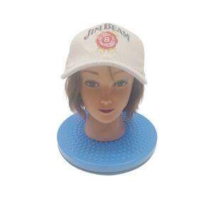 Jim Beam Hat Cap Strap Back Cream Corduroy Embroidered Baseball Logo Mens